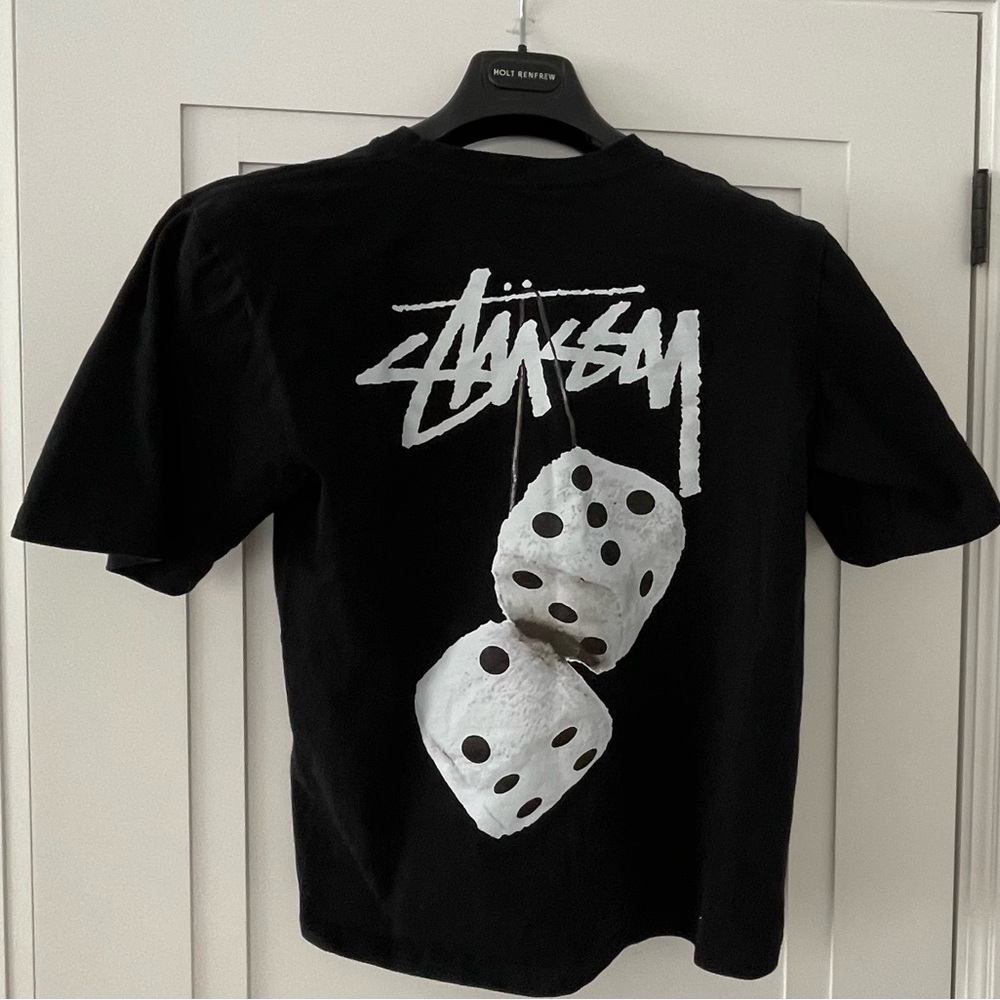 Stussy Black Tee with Dice Graphic